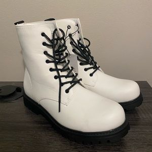 Black and White Combat Boots